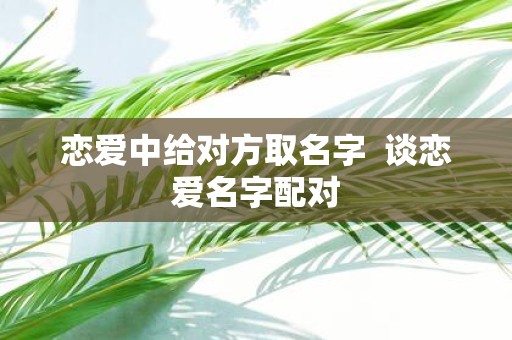 恋爱中给对方取名字 谈恋爱名字配对