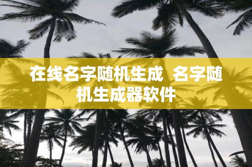 在线名字随机生成 名字随机生成器软件