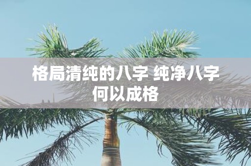 格局清纯的八字 纯净八字何以成格
