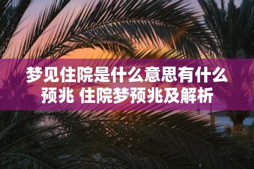 梦见住院是什么意思有什么预兆 住院梦预兆及解析