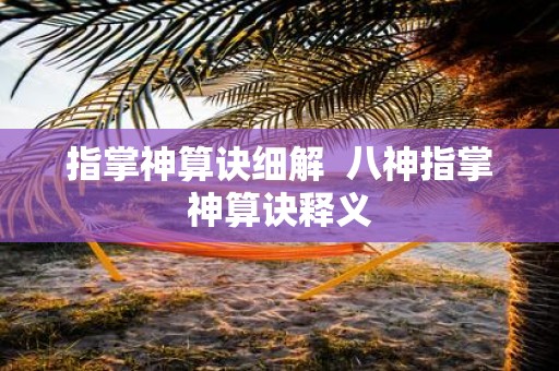 指掌神算诀细解 八神指掌神算诀释义