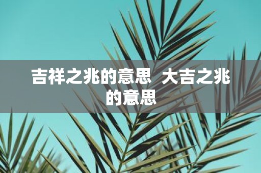 吉祥之兆的意思 大吉之兆的意思