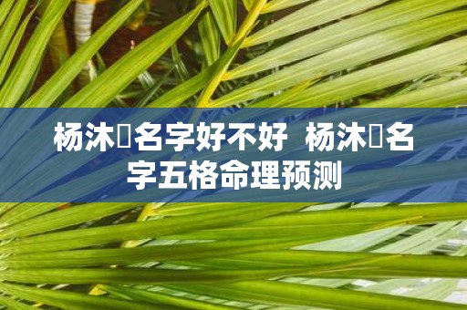 杨沐莀名字好不好 杨沐莀名字五格命理预测