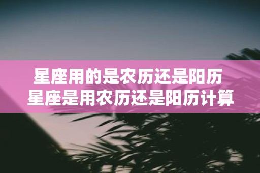 星座用的是农历还是阳历 星座是用农历还是阳历计算的