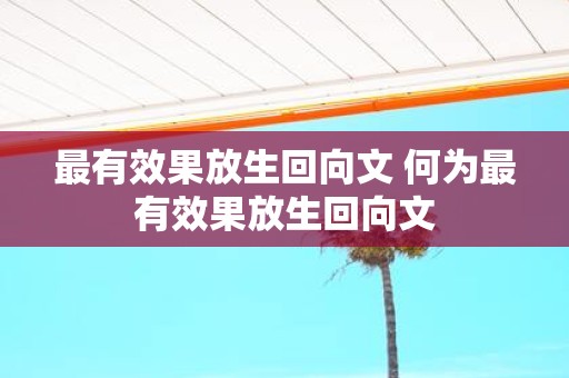 最有效果放生回向文 何为最有效果放生回向文