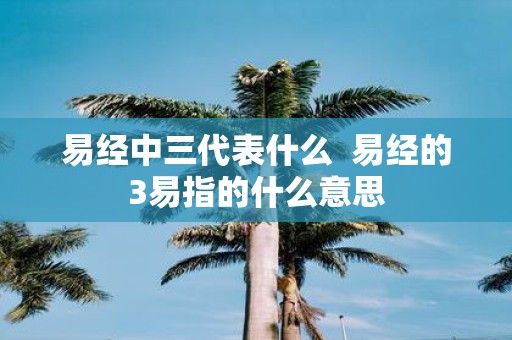 易经中三代表什么 易经的3易指的什么意思