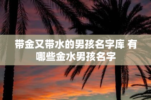 带金又带水的男孩名字库 有哪些金水男孩名字