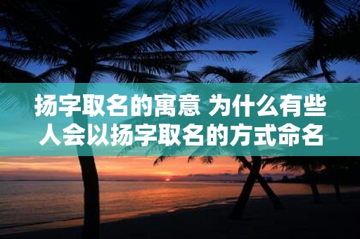 扬字取名的寓意 为什么有些人会以扬字取名的方式命名