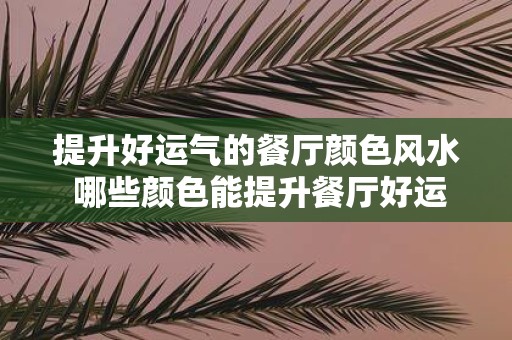 提升好运气的餐厅颜色风水 哪些颜色能提升餐厅好运气的风水
