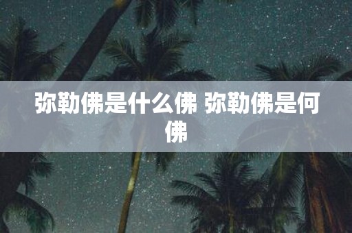 弥勒佛是什么佛 弥勒佛是何佛