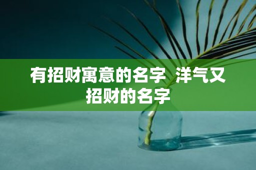 有招财寓意的名字 洋气又招财的名字