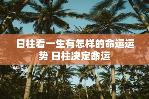 日柱看一生有怎样的命运运势 日柱决定命运