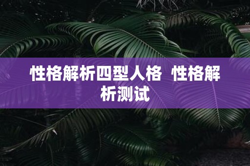 性格解析四型人格 性格解析测试