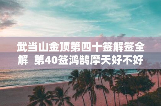 武当山金顶第四十签解签全解 第40签鸿鹄摩天好不好