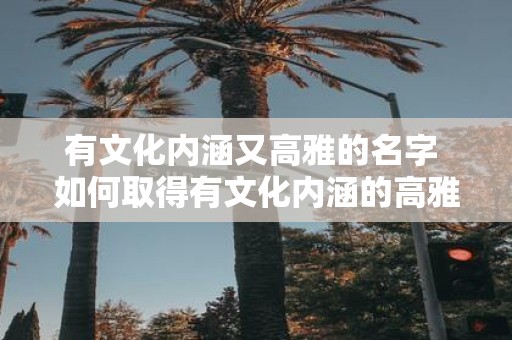 有文化内涵又高雅的名字 如何取得有文化内涵的高雅名字