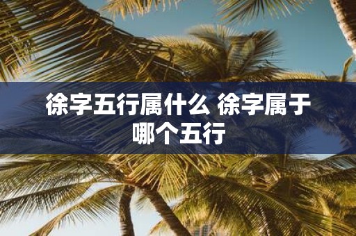 徐字五行属什么 徐字属于哪个五行