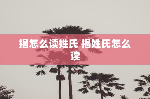揭怎么读姓氏 揭姓氏怎么读