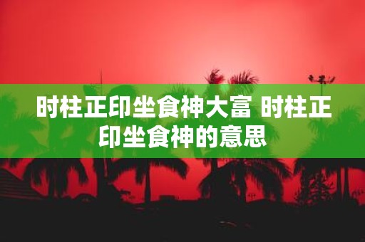 时柱正印坐食神大富 时柱正印坐食神的意思