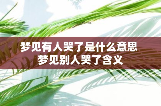梦见有人哭了是什么意思 梦见别人哭了含义