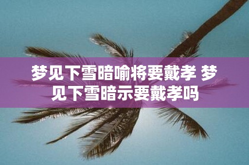 梦见下雪暗喻将要戴孝 梦见下雪暗示要戴孝吗