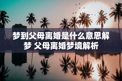 梦到父母离婚是什么意思解梦 父母离婚梦境解析
