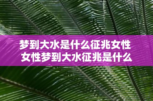 梦到大水是什么征兆女性 女性梦到大水征兆是什么