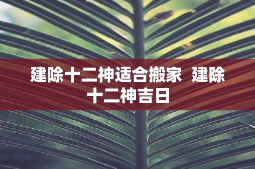 建除十二神适合搬家 建除十二神吉日