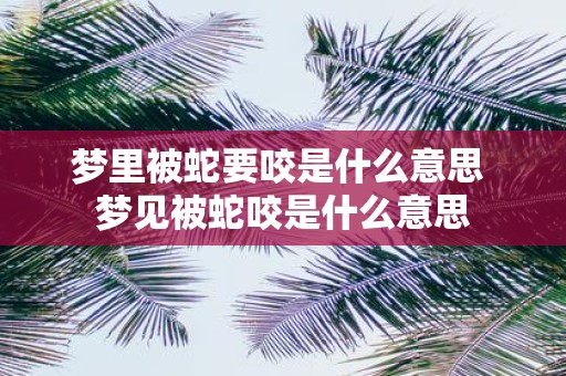 梦里被蛇要咬是什么意思 梦见被蛇咬是什么意思