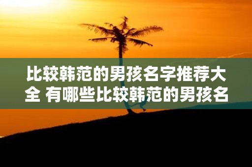 比较韩范的男孩名字推荐大全 有哪些比较韩范的男孩名字推荐