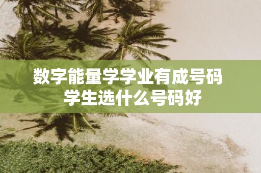 数字能量学学业有成号码 学生选什么号码好