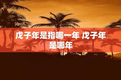 戊子年是指哪一年 戊子年是哪年