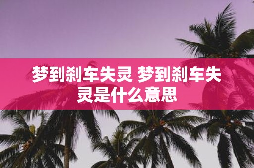 梦到刹车失灵 梦到刹车失灵是什么意思