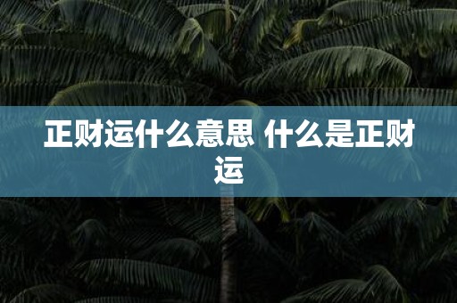 正财运什么意思 什么是正财运