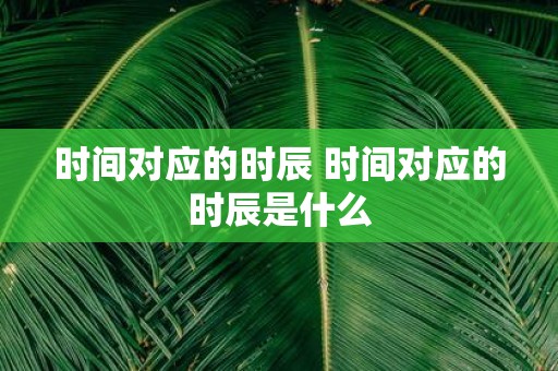 时间对应的时辰 时间对应的时辰是什么