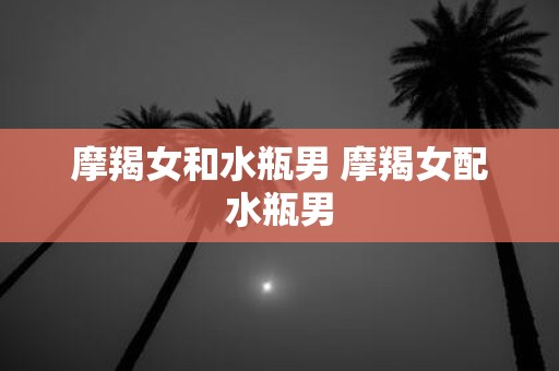 摩羯女和水瓶男 摩羯女配水瓶男