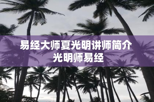 易经大师夏光明讲师简介 光明师易经
