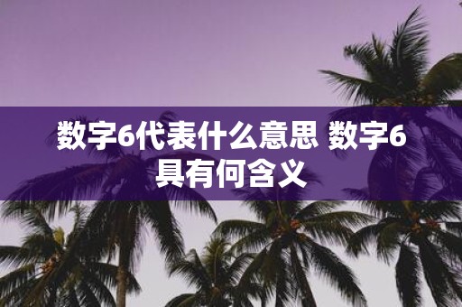 数字6代表什么意思 数字6具有何含义