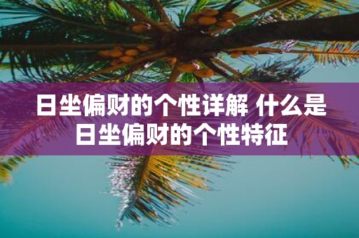 日坐偏财的个性详解 什么是日坐偏财的个性特征