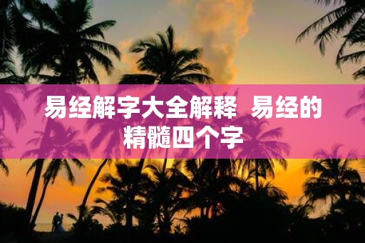 易经解字大全解释 易经的精髓四个字