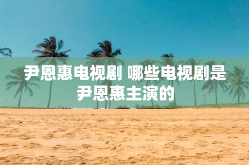 尹恩惠电视剧 哪些电视剧是尹恩惠主演的