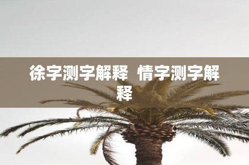 徐字测字解释 情字测字解释