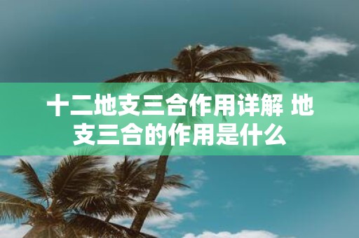 十二地支三合作用详解 地支三合的作用是什么
