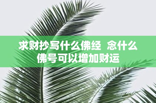 求财抄写什么佛经 念什么佛号可以增加财运