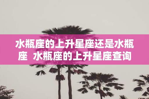 水瓶座的上升星座还是水瓶座 水瓶座的上升星座查询
