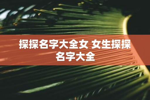 探探名字大全女 女生探探名字大全