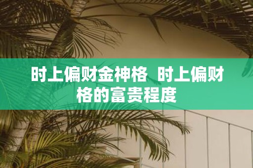 时上偏财金神格 时上偏财格的富贵程度