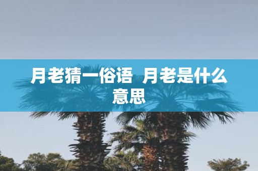 月老猜一俗语 月老是什么意思