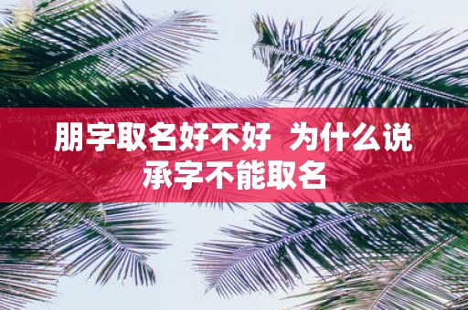 朋字取名好不好 为什么说承字不能取名