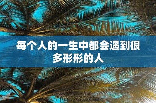 每个人的一生中都会遇到很多形形的人