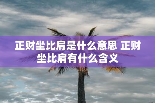 正财坐比肩是什么意思 正财坐比肩有什么含义